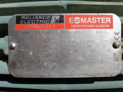 Reliance 15 HP 1800 RPM Motor