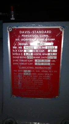 3.5″ Davis Standard Extruder Mdl. DS35