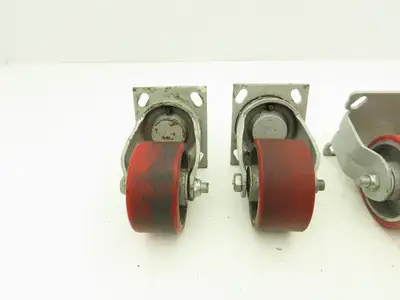 Fairbanks 4" Caster Wheel Poly/Cast (2) Swivel (2) 5-1/2" OAH Rigid Lot of 4