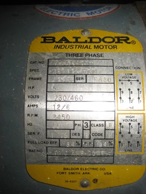 5 HP Baldor Motor
