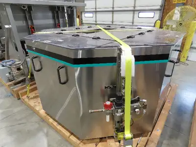 Shibuya Hoppmann Norwalt Aerosol Can Puck Sorter Inserter Line w/ Feeder Hopper