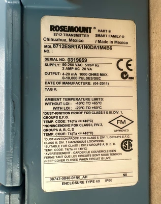 Used Rosemount 8712ESR1A1N0DA1M4B6 Meters - Misc Indiana US | J&J Industrial Supply #1283571