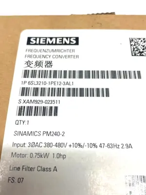 USED SIEMENS SINAMICS PM240-2 POWER MODULE CLASS A FILTER