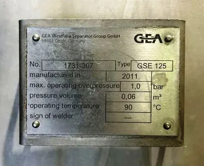 Westfalia GSE 125-06-777 wine clarifier, 316SS.