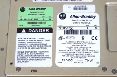 USED ALLEN BRADLEY 2711P-T15C4D2 PANELVIEW PLUS 1500 SER. A, REV. B, W/ 2711P-RP2