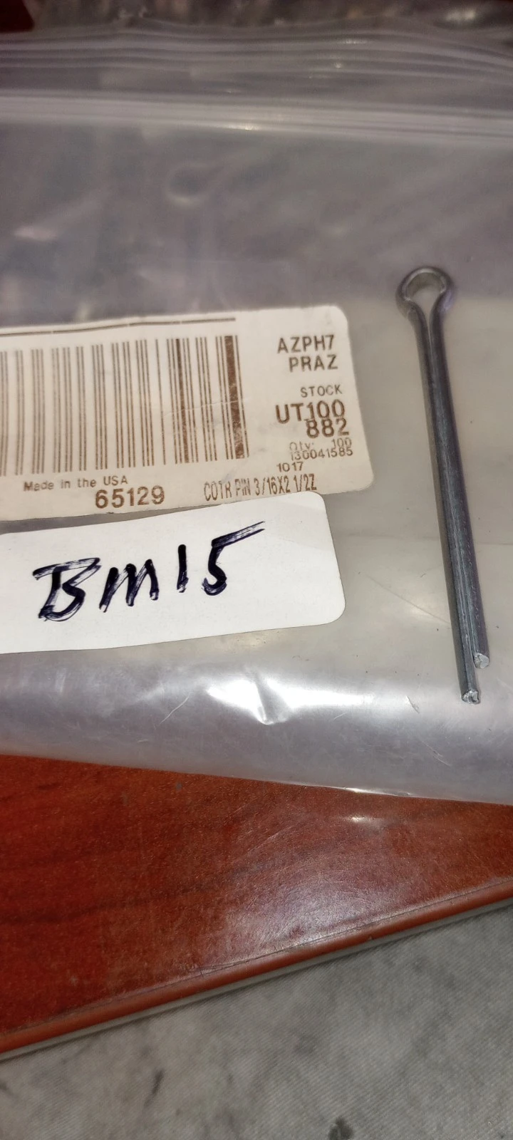 NEW Cotter Pin 3/16 x 2-1/2 Carbon Steel Zinc Clear