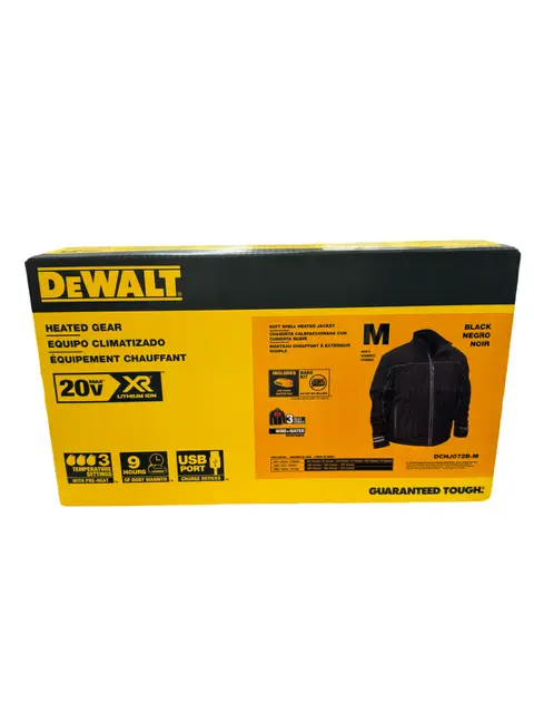 DEWALT Men's Lightweight Heated (Bare Tool) Soft Shell Black Work Jacket Size Medium