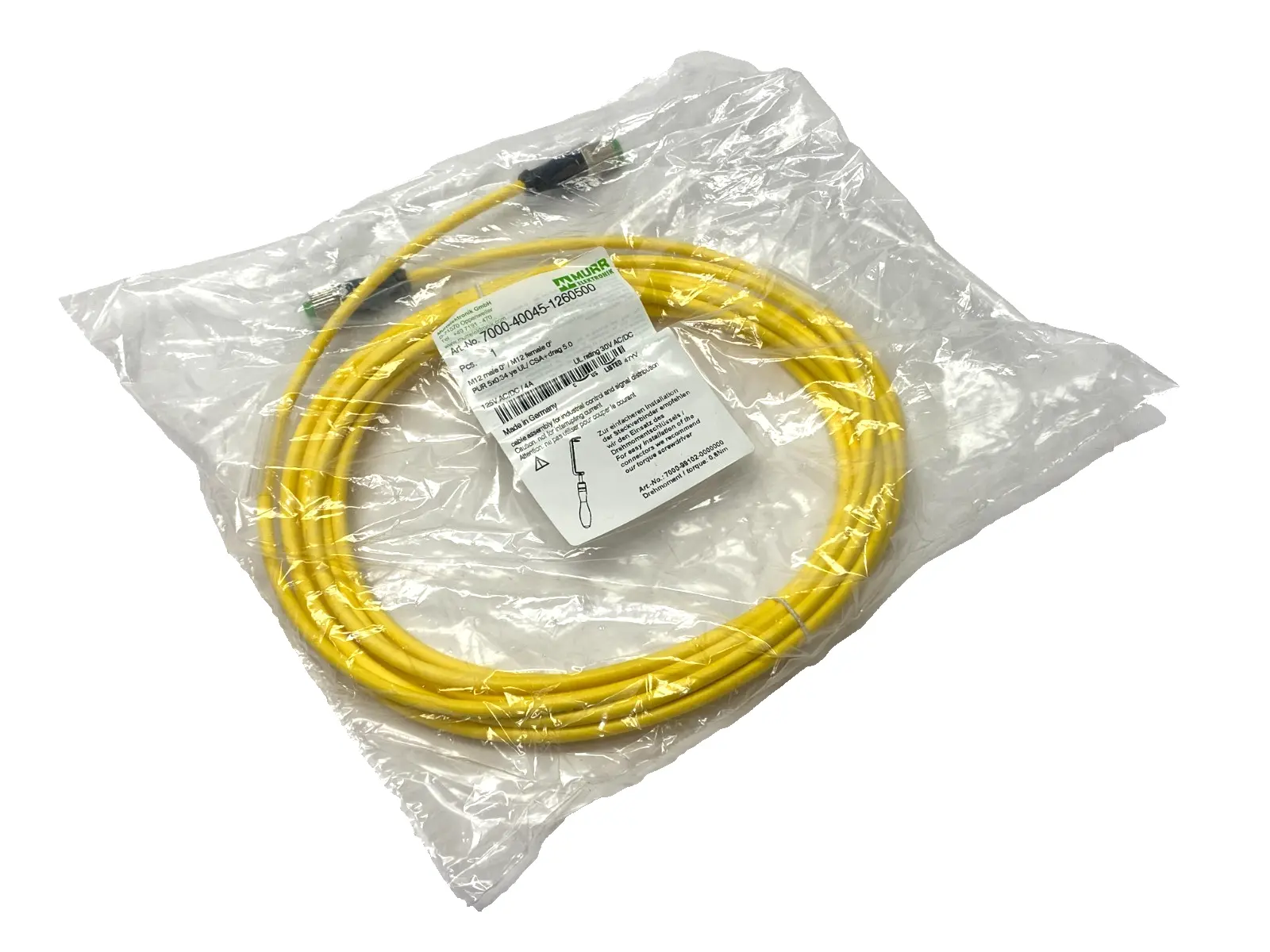 New | in-Stock Murrelektronik Double Ended Connector Cordset M12 M/F 5m Electrical Fittings Michigan US | Maverick Industrial Sales #1461097
