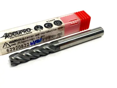 USED ACCUPRO SQUARE END MILL: 5/16" DIA, 1-1/8" LOC, 4 FLUTE, SOLID CARBIDE
