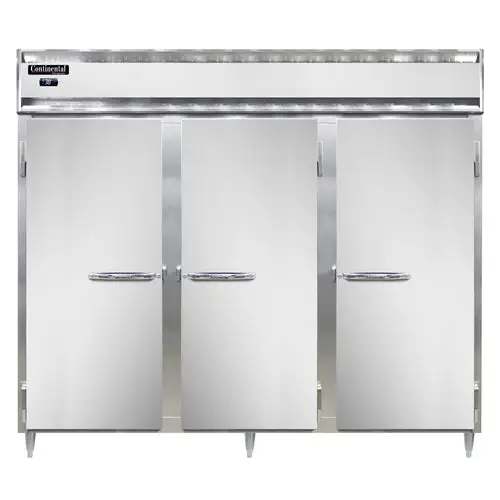 Continental D3REN 85 1/2" Three Section Reach In Refrigerator, (3) Left/right Hinge Solid Doors, Top Compressor, 115v
