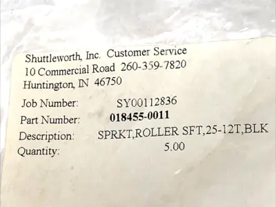 USED SHUTTLEWORTH ROLLER SPROCKET PKG OF 5