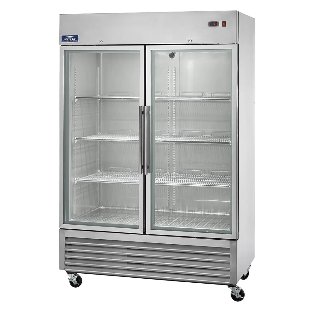 Arctic Air AGR49 54" Two Section Reach In Refrigerator, (2) Left/right Hinge Glass Doors, 115v