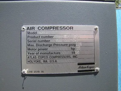 Used ATLAS COPCO GA11 Rotary Screw & Sliding Vane Air Compressors California US | Bay Line Tool #1314903