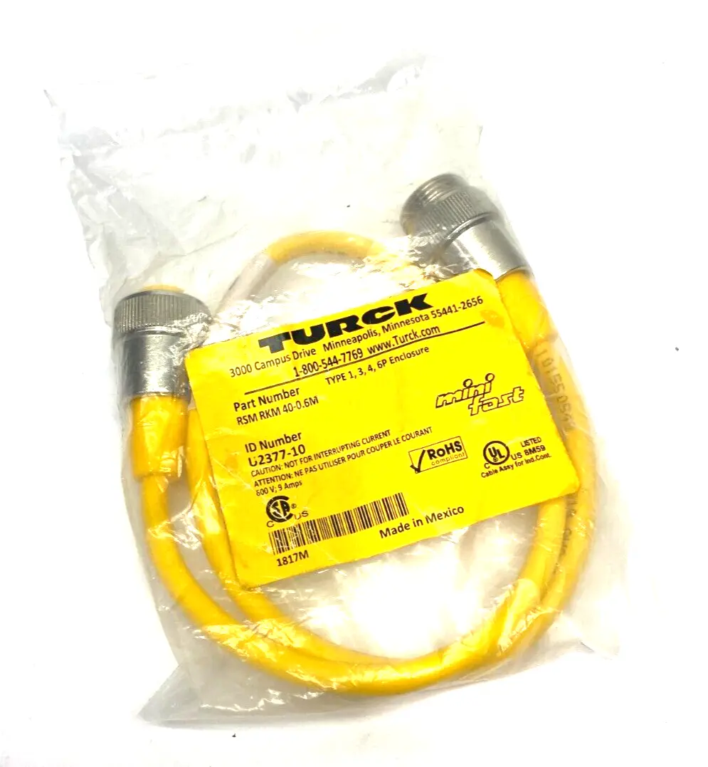 Used TURCK MINIFAST DOUBLE ENDED ACTUATOR/SENSOR CORDSET Cable & Wire | Maverick Industrial Sales #1103695