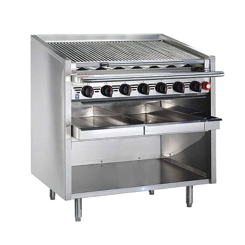 Bakers Pride F-72RS 72" Floor Model Gas Charbroiler W/ Stainless Steel Radiants - (16) Burners, Liquid Propane