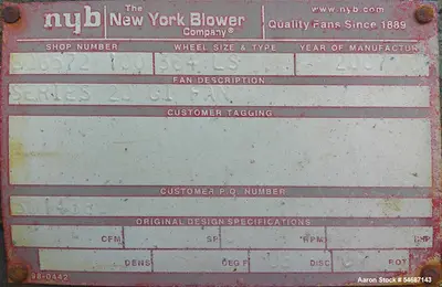 Used NEW YORK BLOWER 20 GI Centrifugal Fans Illinois US | Aaron Equipment #1515635