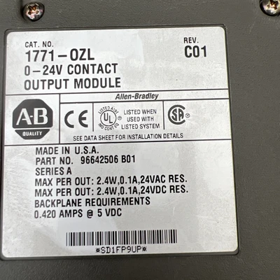 Used Allen-Bradley 1771-0ZL PLC Input & Output California US | Davliegogo LLC #1706937