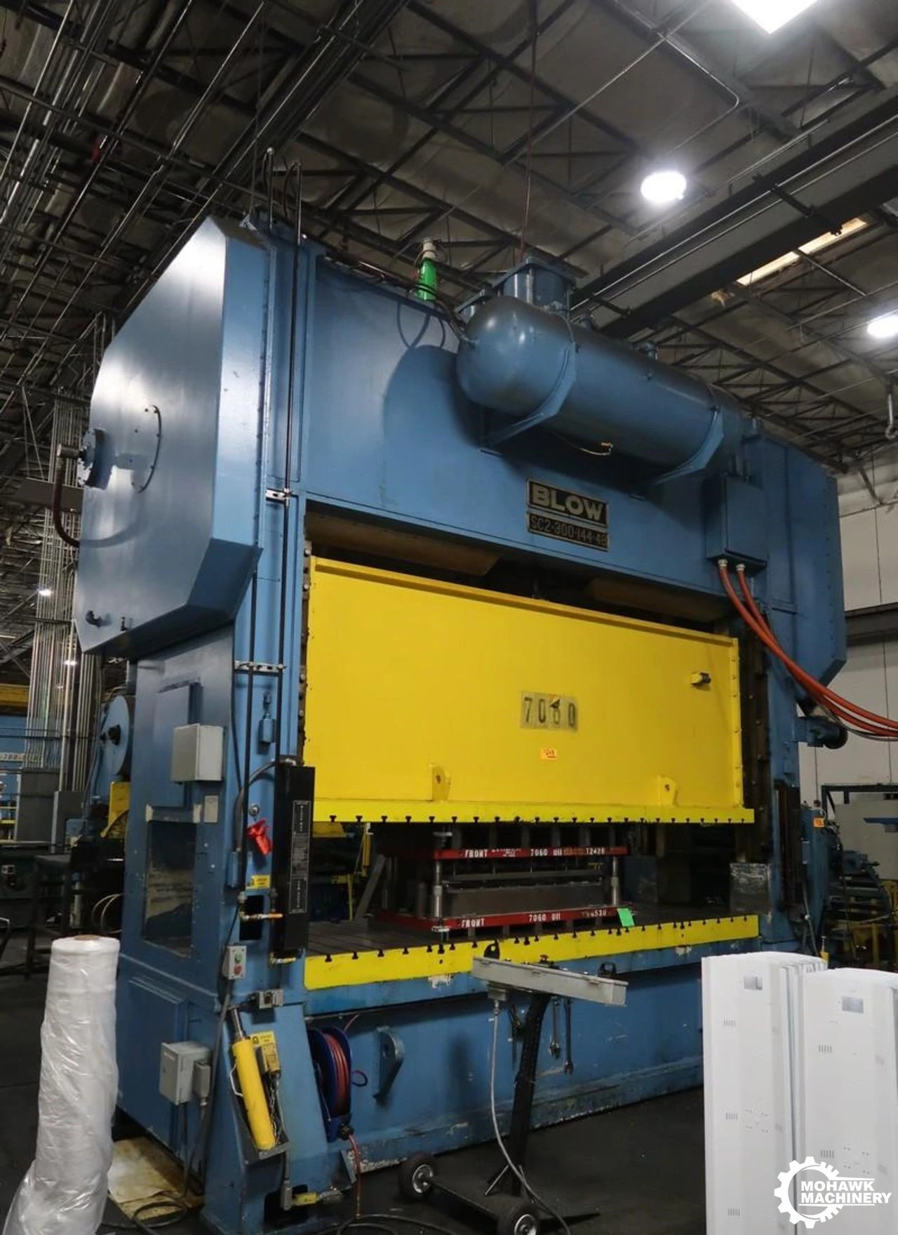 300 TON BLOW "SC2-300-144-48" HEAVY-DUTY STRAIGHT-SIDE VARIABLE-SPEED DOUBLE-CRANK PRESS - 144" X 48" BED & RAM - 6" STROKE