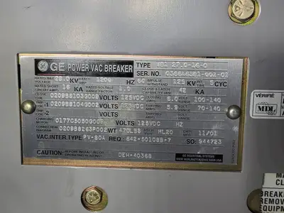 25kV 1200A 3ph Switchgear Unit w/ (2) Power Vac Breaker VB1 27.0-16-0