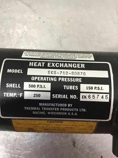 Used THERMAL TRANSFER EKS-712-80876 Heat Exchangers Michigan US | Ideal Machinery #598724