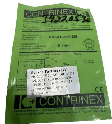 NEW CONTRINEX DW-AD-513-M8 PROXIMITY SWITCH 6MM DWAD513M8