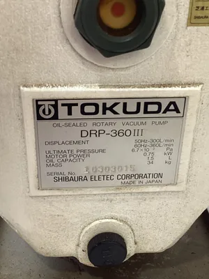Tokuda DRD-360III Oil-Sealed Rotary Vacuum Pump 0.75kW 360LPM 220V 3PH