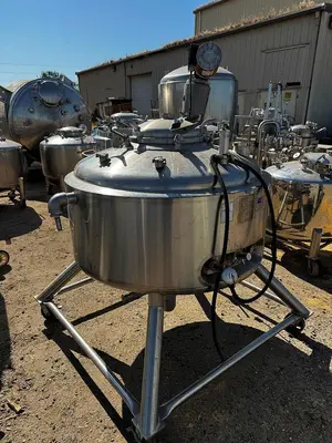 Tank, 181 Gallon, 316 Stainless Steel, Jacketed, Agitated, 32 PSI, Full Vacuum, #5991495