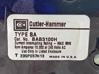 Used CUTLER-HAMMER BAB3100H Switchgears British Columbia CA | Lenmark #1438327