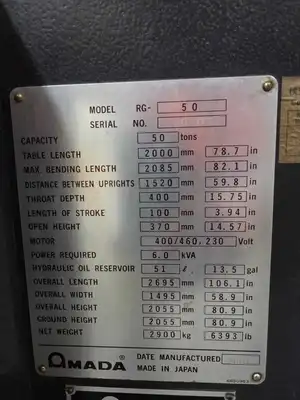 2001 AMADA RG-50 Press Brake | Machinery For Sale (5)