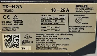 FUJI Electric Thermal Overload Relay TR-N2/3. 4D-19