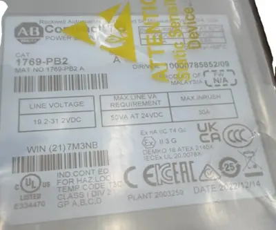 ALLEN BRADLEY 1769-PB2 POWER SUPPLY SER. A 1769PB2 NEW,SURPLUS