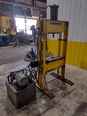 50 TON ENERPAC H-FRAME HYDRAULIC SHOP PRESS: YOBRO #23949