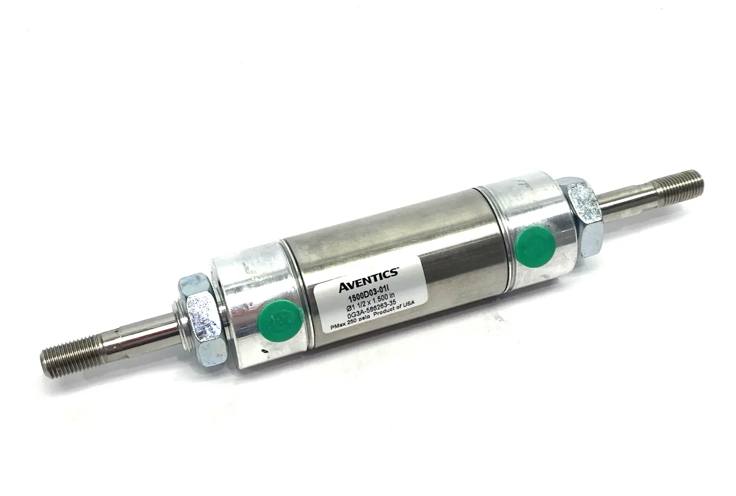 Used Aventics Round Body, Dbl-End Rod, Dbl-Act Cylinder 1-1/2" x 1-1/2" Pneumatic Cylinders Michigan US | Maverick Industrial Sales #1398445