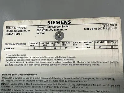 USED SIEMENS HNF362