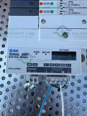 USED SMC EX-140-SDN1 INTERFACE SERIAL UNIT W/ LOT OF 8 SQ1A31Y-5-C4 SOLENOID VALVE