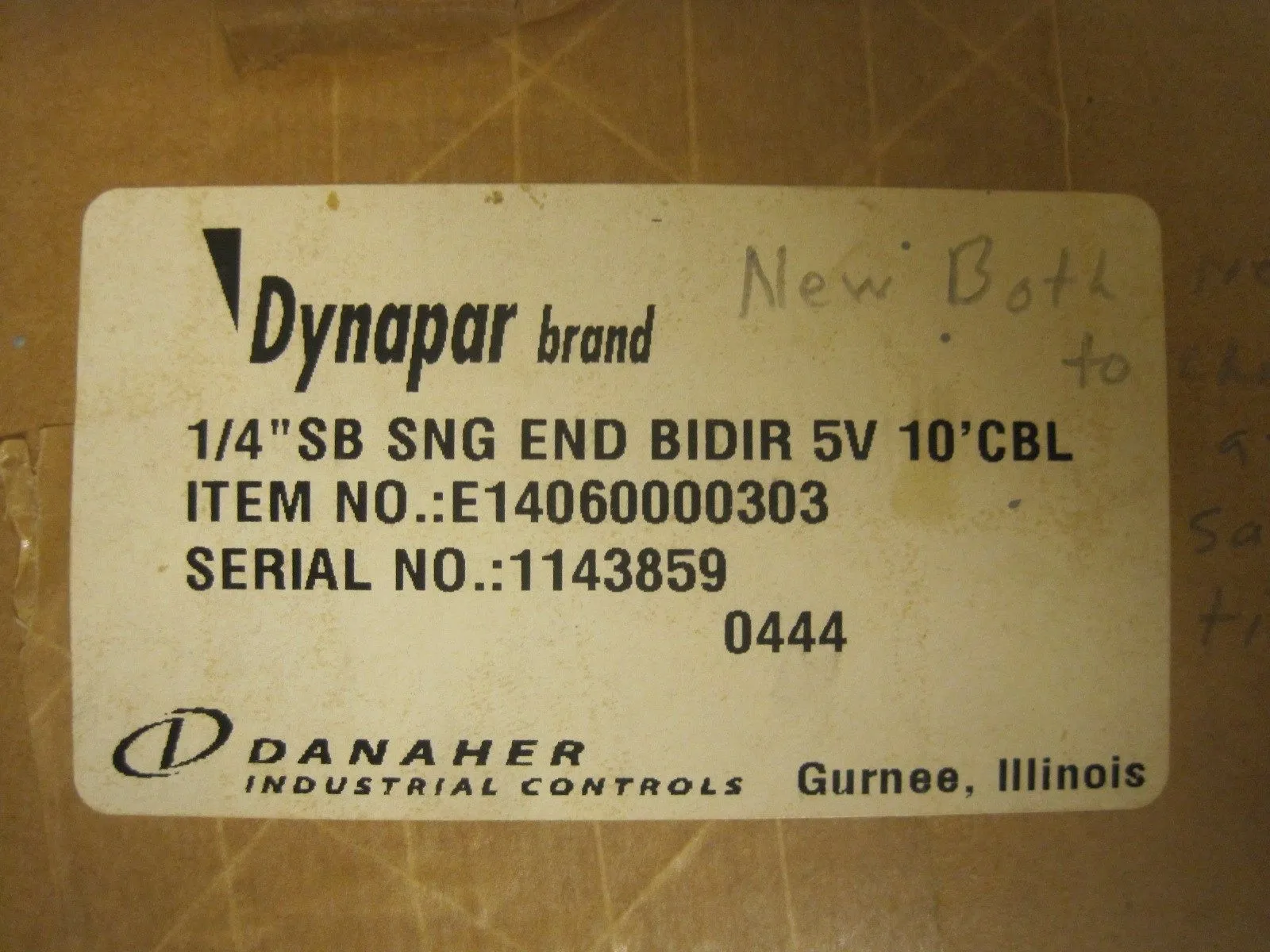NEW DANAHER CONTROLS E14060000303 1/4 IN SB SNG END BIDIR 5V 10FT.CBL