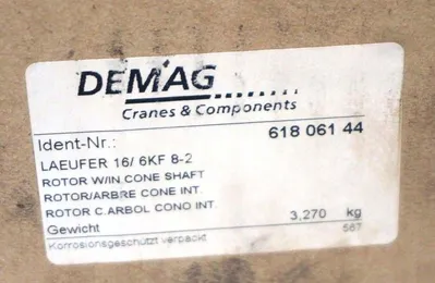 NEW DEMATIC 618-061-44 ROTOR W/ IN CONE SHAFT 16/6KF 8-2