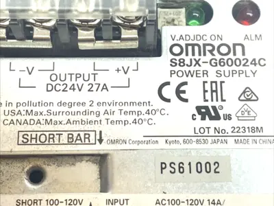Used Omron Power Supply 600W 24V DC 27A DIN Rail Power Supplies Michigan US | Maverick Industrial Sales #1402069