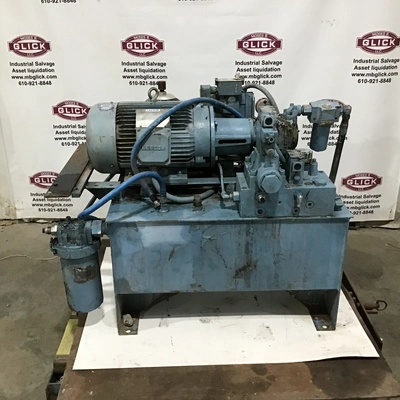 Parker PU15493 Hydraulic Power Unit Tank Cap 20Gal Pump Flow 7GPM 2500PSI Max Press