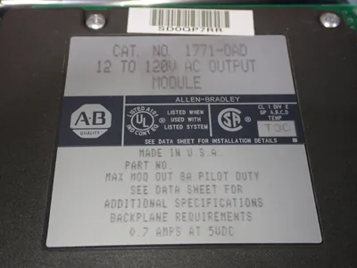 Used ALLEN BRADLEY 1771OAD PLC Input & Output Ohio US | HGR 24 #785525