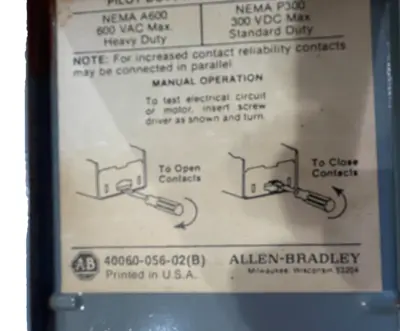 ALLEN BRADLEY 830-B5200 PRESSURE CONTROL SERIES B 830B5200 NEW, SURPLUS