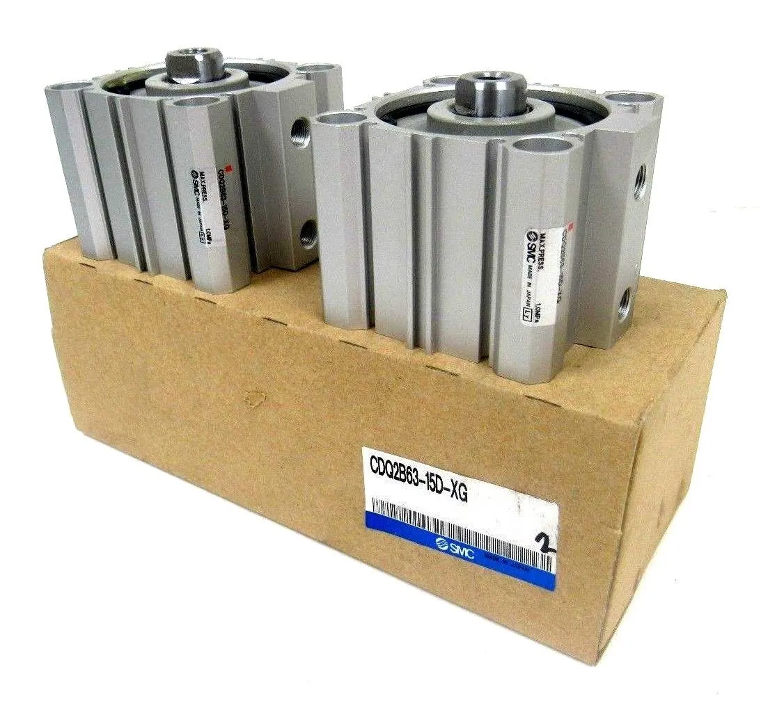 NEW BOX OF 2 SMC CDQ2B63-15D-XG PNEUMATIC CYLINDER CDQ2B6315DXG