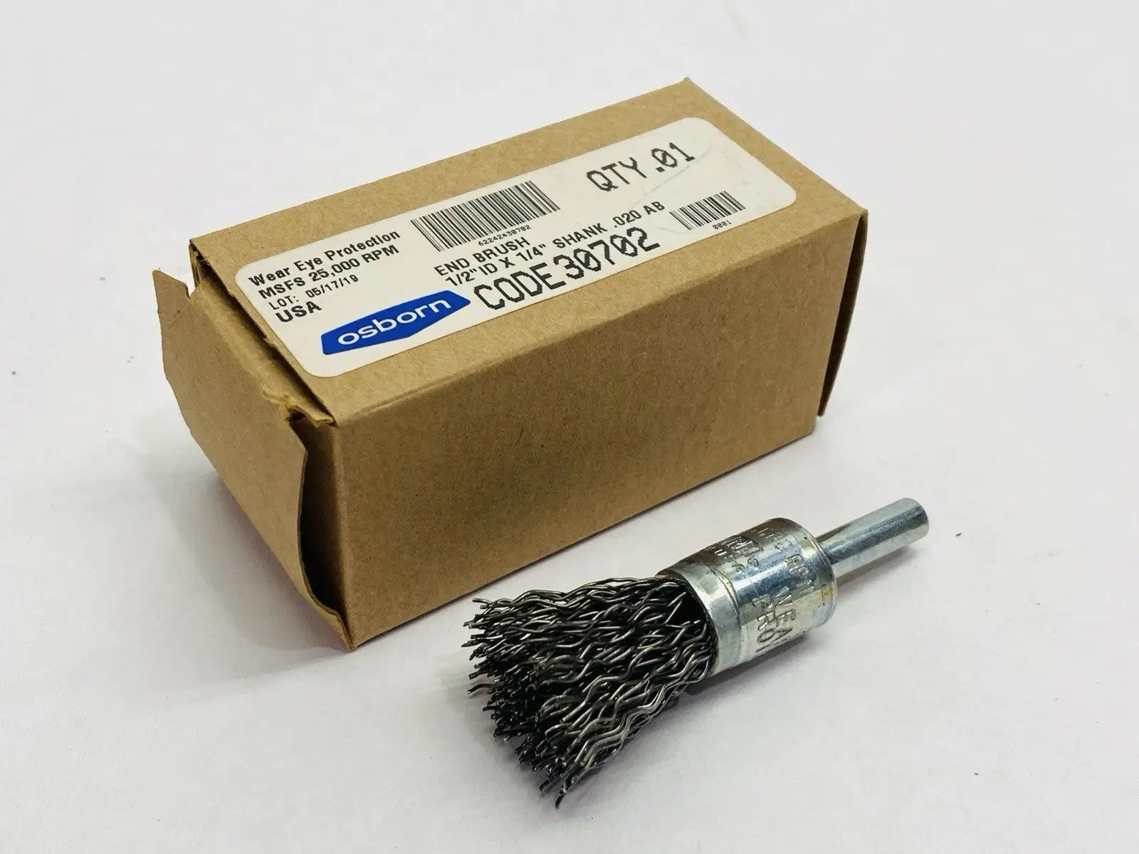30702 | Osborn  Shank Mounted End Brush 1/2" ID x 1/4" Shank .020 AB - New