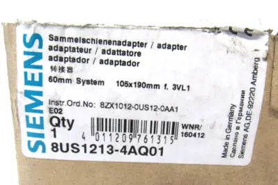 NEW SIEMENS 8US1213-4AQ01 BUSBAR ADAPTER 8US12134AQ01
