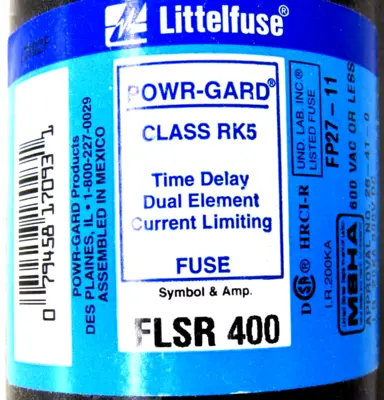 NEW LITTELFUSE FLSR 400 TIME DELAY FUSE CLASS RK5 FLSR400