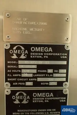 USED OMEGA Omega Bottle Unscrambler/Desiccant Feeder, Model 4D-RP2-DF-15