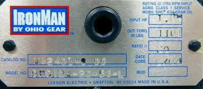 NEW OHIO GEAR BMQ824-20-56 GEAR REDUCER 20:1 W8240149.00 BMQ8242056