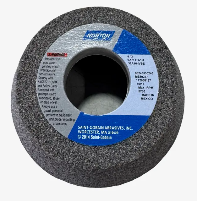 Norton 4"/3" x 1-1/2" x 1-1/2" Vitrified Grinding Wheel Flaring Cup Type 11 32A46-IVBE