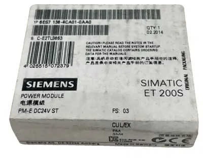 NEW SEALED SIEMENS 6ES7138-4CA01-0AA0 POWER MODULE 6ES71384CA010AA0