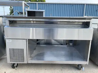 Used Randell Used 60" Randell Equipment Stand Work Station Table Heated Shelf with Refrigerated Well - SS232 Food Prep Tables Illinois US | Falcon Restaurant Supply #1375985